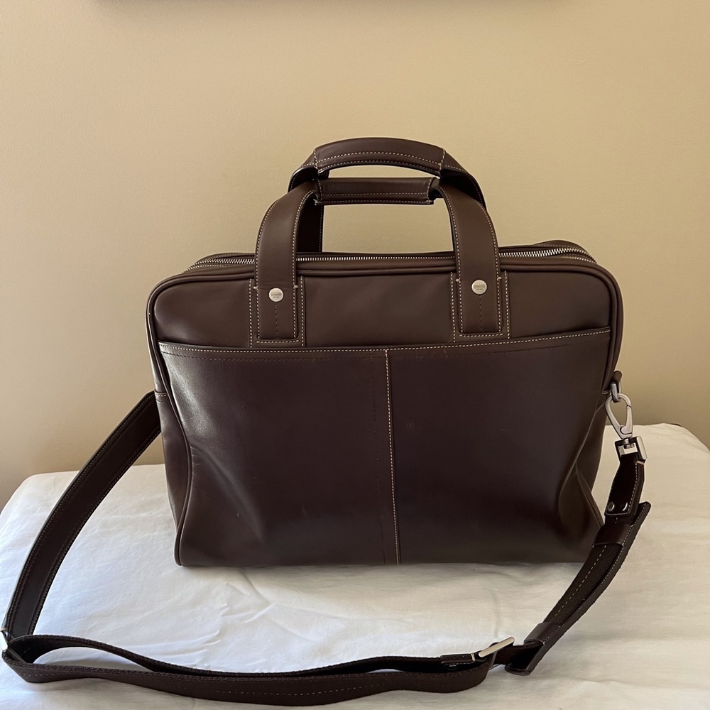 Coach brown leather briefcase.